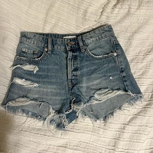 Blue Zara jean shorts, US size 2, Europe size 34.